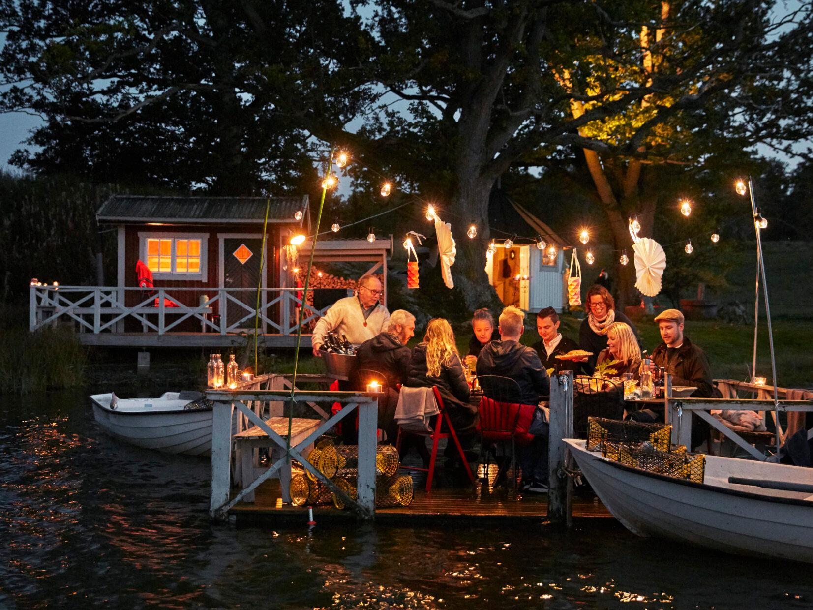Crayfish festivities Crayfish festivities on a jetty in a lake.